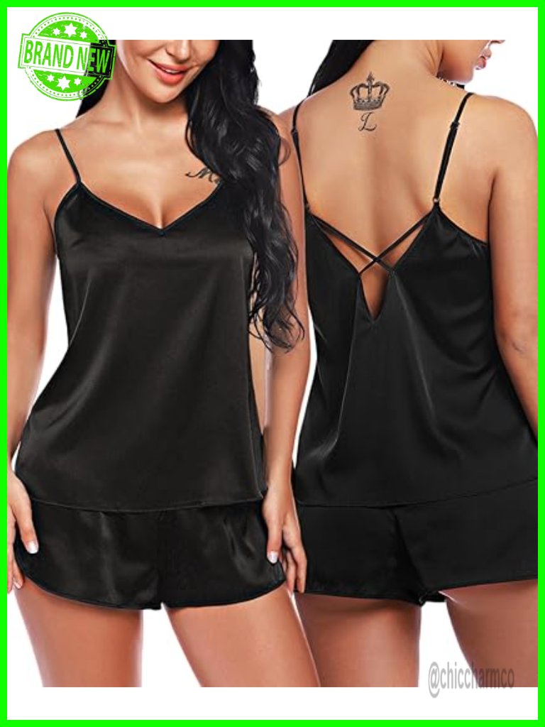 Sexy Lingerie Satin Sleepwear Pajama Cami Shorts Set Nightwear